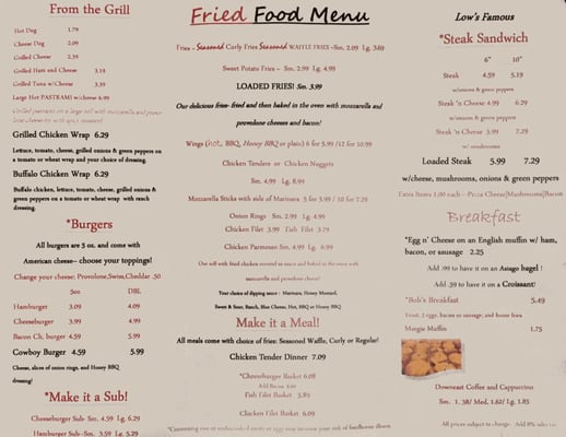 Menu photo 1 Low's Pizza & Sandwiches Buxton, ME