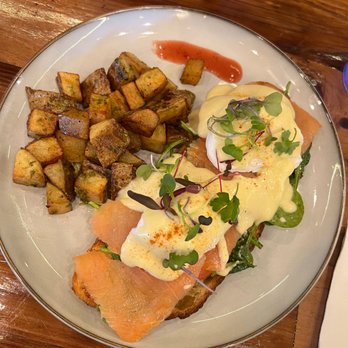 Cafe HwaSan - Salmon Egg Benedict - Korean Near Me - Plano, Texas Cafe HwaSan - Salmon Egg Benedict - Korean Near Me - Plano, Texas