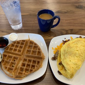 The Buttered Biscuit - Springdale - Carnivore omelette and waffle! - Breakfast & Brunch Near Me - Springdale, Arkansas
