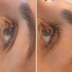 ​​​Flutter Lash & Skin Studio - Before and after a lash lift and tint.