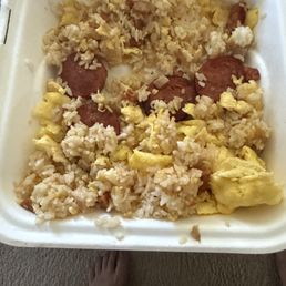 Fried rice eggs and Portuguese Sausage
