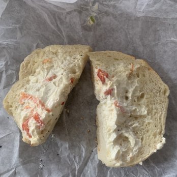 O'Bagel - E Bagel w/ Garden Vegetable Cream Cheese - Breakfast & Brunch Near Me - Hoboken, New Jersey
