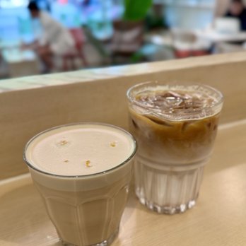 Octave Cafe - Orange raf latte (left); iced latte (right) - Coffee & Tea Near Me - Vancouver, British Columbia Octave Cafe - Orange raf latte (left); iced latte (right) - Coffee & Tea Near Me - Vancouver, British Columbia