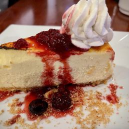 Special cheese cake topped with Creme brûlée.