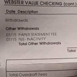 Webster Bank - Random fees to drain his account faster
