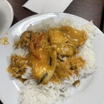 Aim Thai Restaurant - Chicken panang curry with white rice - Thai Near Me - Houston, Texas