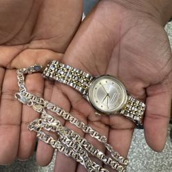 Sterling Silver chain & Watch