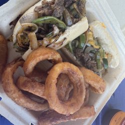 7 South Sandwich Company - Philly cheesesteak with onion rings