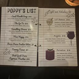 Cocktail menu Cocktail menu