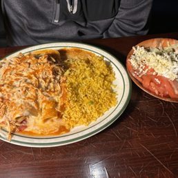 Loved the Enchiladas Rancheros with side salad.