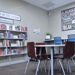 Nuview Library - Tables for rest and studying near the Friends of Nuview Library Bookstore
