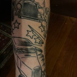 Outline of my (In-progress) Hot Rod sleeve. To be colored-in soon. Outline of my (In-progress) Hot Rod sleeve. To be colored-in soon.