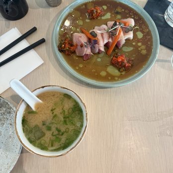 Maru Sushi & Grill - Miso Soup and Yellowtail Crudo - Sushi Bars Near Me - Grand Rapids, Michigan