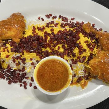 Razi Foods - Barberry Rice & Saffron Chicken. زرشک پلو بامرغ Super Large portion / Feeds 2 and Sooooo Good! - Caterers Near Me - Concord, California Razi Foods - Barberry Rice & Saffron Chicken. زرشک پلو بامرغ Super Large portion / Feeds 2 and Sooooo Good! - Caterers Near Me - Concord, California