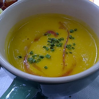 FIKA - cold carrot soup with caramelized onion and chives. - Coffee & Tea Near Me - Toronto, Ontario