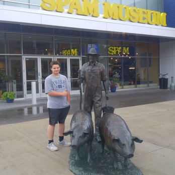 SPAM Museum - My son posing outside - Museums Near Me - Austin, Minnesota