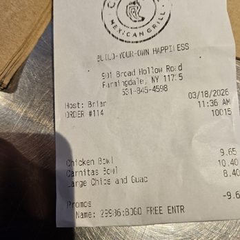 Chipotle Mexican Grill - Bill - Mexican Near Me - Farmingdale, New York Chipotle Mexican Grill - Bill - Mexican Near Me - Farmingdale, New York