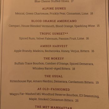 Metropolitan Grill - Specialty Cocktails a partial list - American Near Me - Seattle, Washington