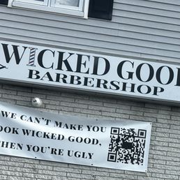 Exterior outside entrance of Wicked Good Barbershop - Soooo funny! - Fall River, Massachusetts Exterior outside entrance of Wicked Good Barbershop - Soooo funny! - Fall River, Massachusetts