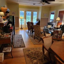 San Gabriel House Bed & Breakfast - Common room with refreshments, refrigerator, microwave with comfortable seating a dining/poker table,  and a great balony.
