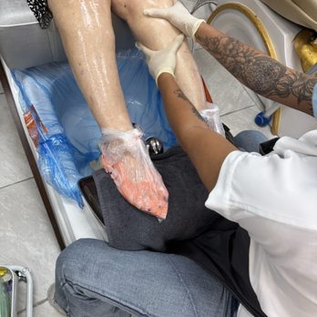 Polished Nails - Her mom next to her getting paraffin wax - Nail Salons Near Me - Orlando, Florida