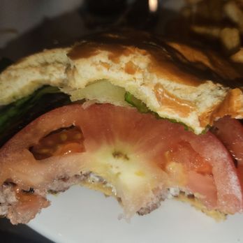 Vernal Brewing Company - My cheeseburger did have a very hard middle piece of a tomato and a very hard piece of lettuce that was brown , pickles were amazing... - New American Near Me - Vernal, Utah