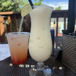 Strawberry lemonade and a boozy slushie Strawberry lemonade and a boozy slushie