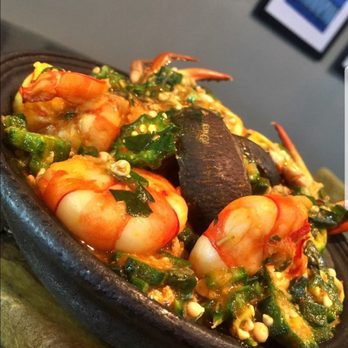 Base lounge - a bowl of food with shrimp and vegetables - African Near Me - Bladensburg, Maryland