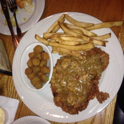Chicken fried steak w/ okra.