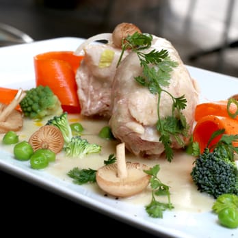 Bissac - Poularde fricassée au vin jaune, légumes de printemps - Bistros Near Me - Paris, 75 Bissac - Poularde fricassée au vin jaune, légumes de printemps - Bistros Near Me - Paris, 75