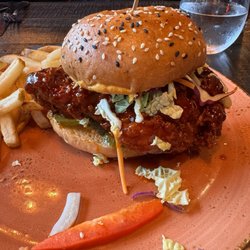 Milestones Restaurants - Korean chicken burger.