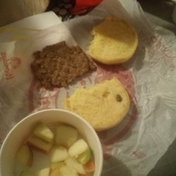 Wendy's - Apples, buns, and a hamburger Patty.