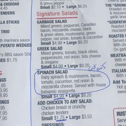 the menu for the restaurant