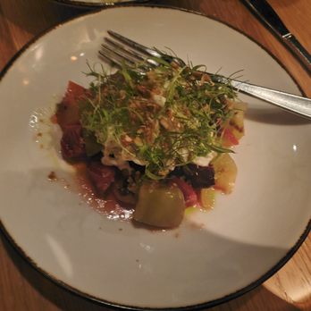 Andrew Michael Italian Kitchen - Beets and tomatillos with buratta - Italian Near Me - Memphis, Tennessee