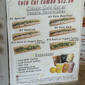 Mr Baguette - Combo menu from January 2026. Choose a sandwich and drink - Vietnamese Near Me - Rosemead, California