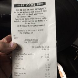 McDonald's - Receipt this morning. One of the worst McDs to visit. And I'm well traveled to be able to make the comparison. Tsk, tsk...