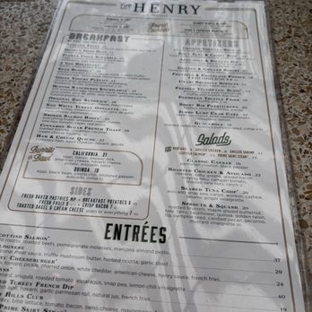 The Henry - Menu - New American Near Me - Carlsbad, California