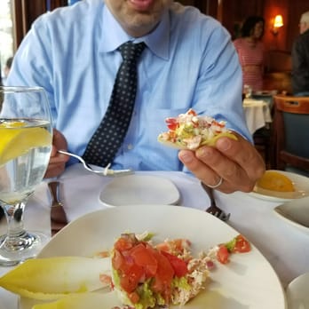 Atlantic Fish - Don't miss the crab avocado tomato tower appetizer. - Seafood Near Me - Boston, Massachusetts Atlantic Fish - Don't miss the crab avocado tomato tower appetizer. - Seafood Near Me - Boston, Massachusetts