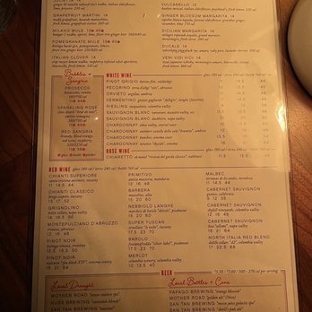 North Italia - Cocktail and wine Menu - Italian Near Me - Gilbert, Arizona