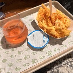 Spicy Cheese Fries with Ranch and Shack Rose Can Spicy Cheese Fries with Ranch and Shack Rose Can