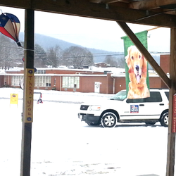 New Center School - Winter at New Center School from Halle's Kitchen across the street.  Roads are usually pretty good out here.