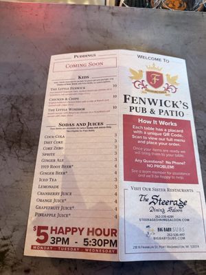 Menu photo 1 Fenwick’s Pub and Patio Mequon, WI Menu photo 1 Fenwick’s Pub and Patio Mequon, WI