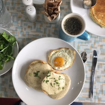 Aurora - The biscuits & gravy w fried egg  & side salad w drip coffee. May 2017. - Coffee & Tea Near Me - Oklahoma City, Oklahoma