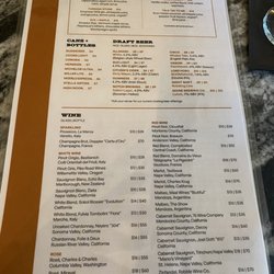 Drink menu