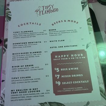 Tipsy Flamingo - Menu - Cocktail Bars Near Me - Miami, Florida Tipsy Flamingo - Menu - Cocktail Bars Near Me - Miami, Florida