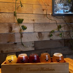 Beer flight-$19 for 5, 5 oz pours. Great for sharing!