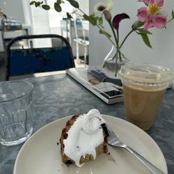 Rose Bakery - Blueberry Corn Cake and a Rose latte.