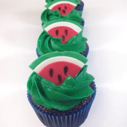 Victoria's Bakery - Chocolate cupcakes with fondant watermelon slice.