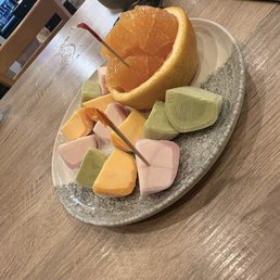 Their mochi is very creamy and sweet. They even give out a complementary orange on the house Their mochi is very creamy and sweet. They even give out a complementary orange on the house