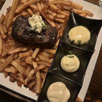 The Trappe Door - Steak and fries with flavored mayo dipping selections. - Belgian Near Me - Greenville, South Carolina